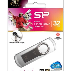 Silicon Power Jewel J80 32GB USB 3.2 Gen 1 Flash Drive Titanium