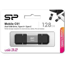 Silicon Power Mobile C51 128GB Dual USB Type-A + Type-C Flash Drive Silver